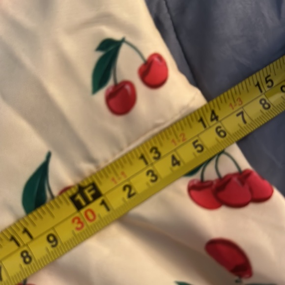 Belle Paque Sweetheart Neck A-Line Dress Medium Cocktail Yellow Red Cherries - Picture 11 of 13